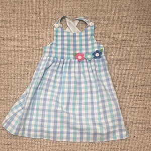 Florence Eiseman Blue and White Checkered Dress with Floral Accents